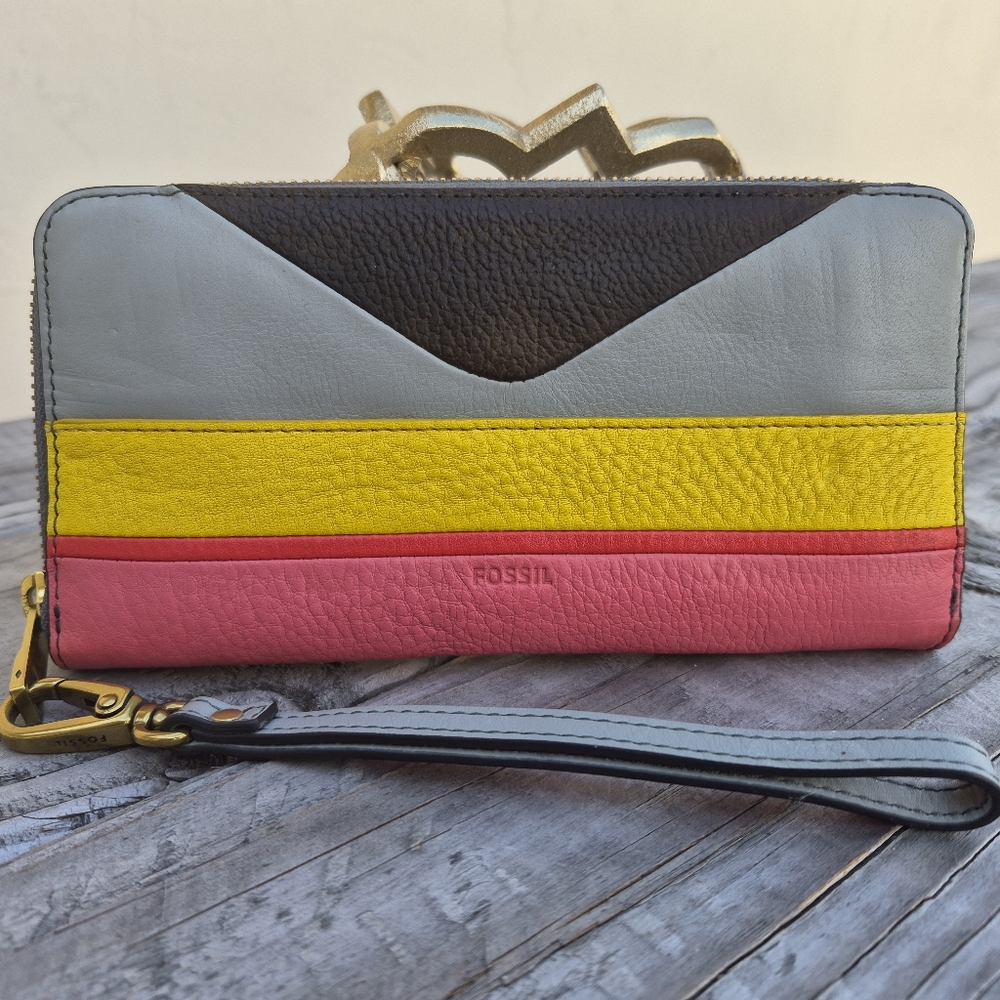 FOSSIL COLORBLOCK VINTAGE LEATHER WALLET